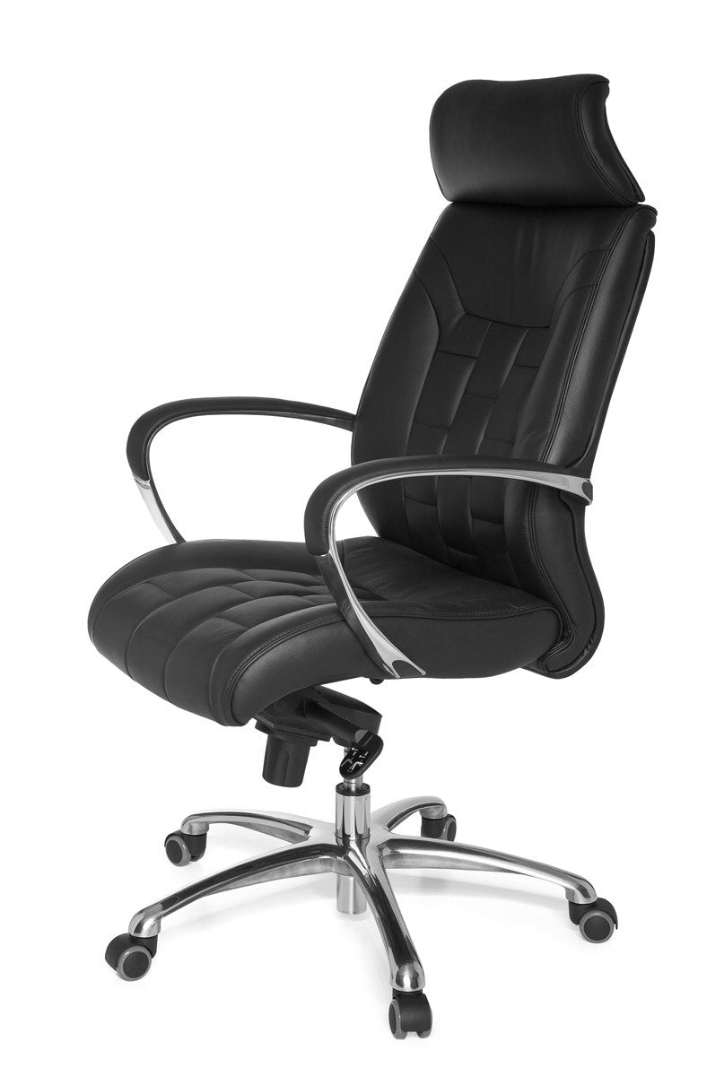 Luxus XXL Chefsessel_ Echtleder_ breite/höhe Rückenlehne_ Lendenwirbelstütze_ Multiblock-Mechanik_ 120 kg Tragkraft - KADIMA DESIGN_Größe_ 66x62x128 cm_