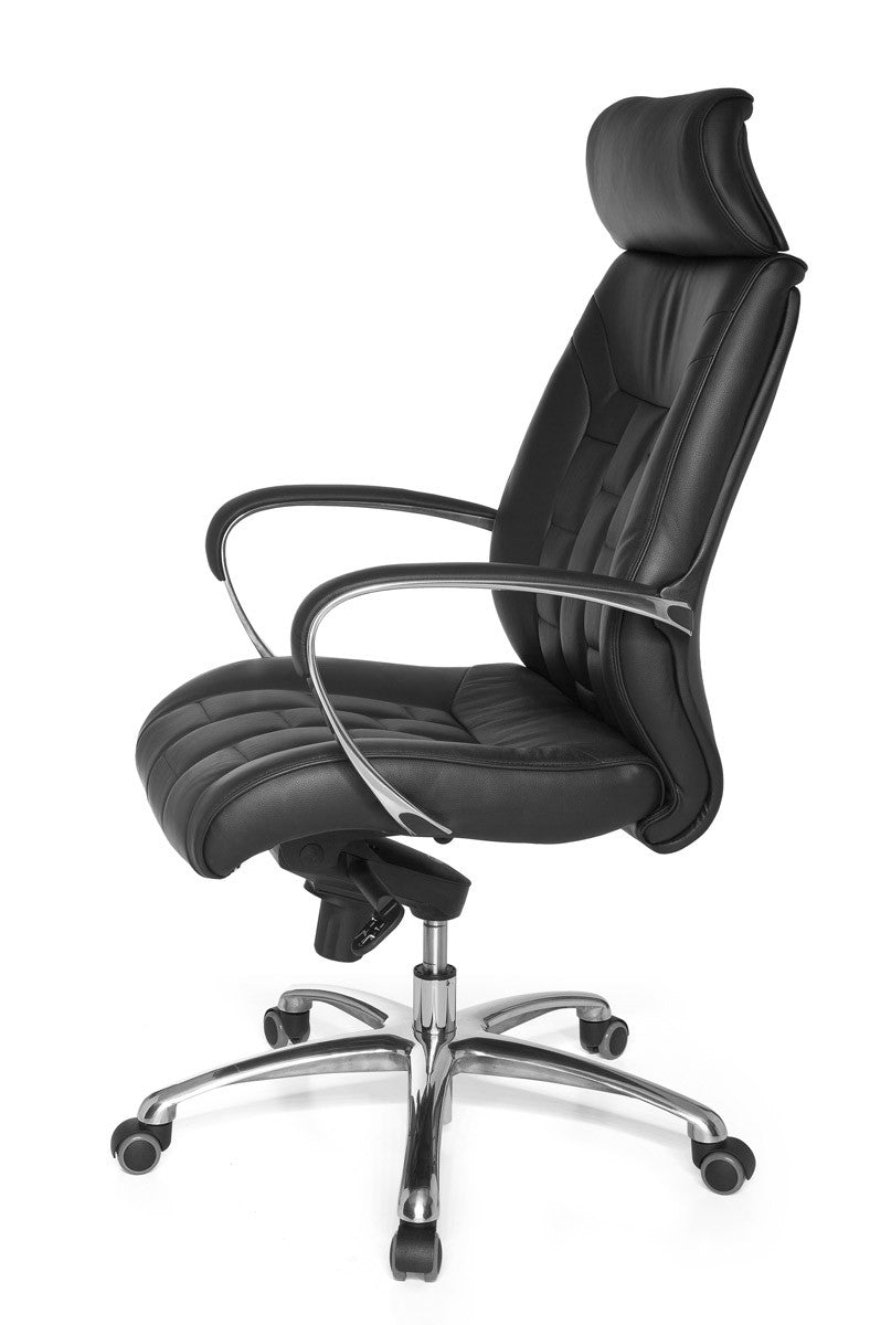Luxus XXL Chefsessel_ Echtleder_ breite/höhe Rückenlehne_ Lendenwirbelstütze_ Multiblock-Mechanik_ 120 kg Tragkraft - KADIMA DESIGN_Größe_ 66x62x128 cm_