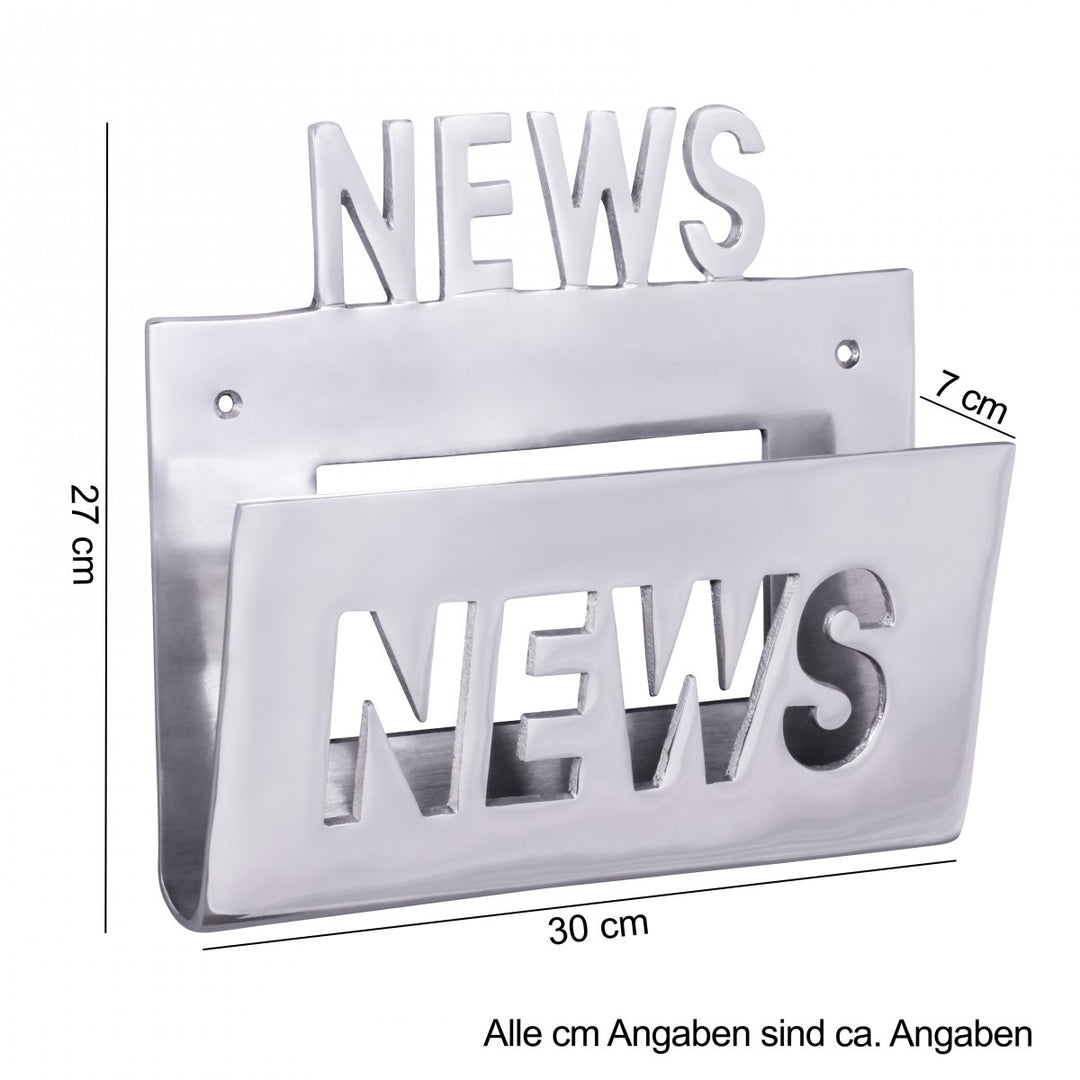 KADIMA DESIGN Aluminium Zeitungshalter "News" - stilvolles und praktisches Wandelement_Silber_#sku_BARWL1.671#
