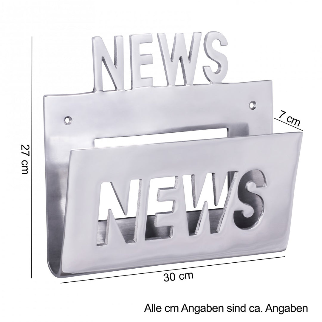 Aluminium Zeitungshalter &quot;News&quot;_ stilvolles Wandelement_ 30x27 cm_ großes Ablagefach_ optisch ansprechend und praktisch - KADIMA DESIGN_Größe_ 30x4x27 cm_