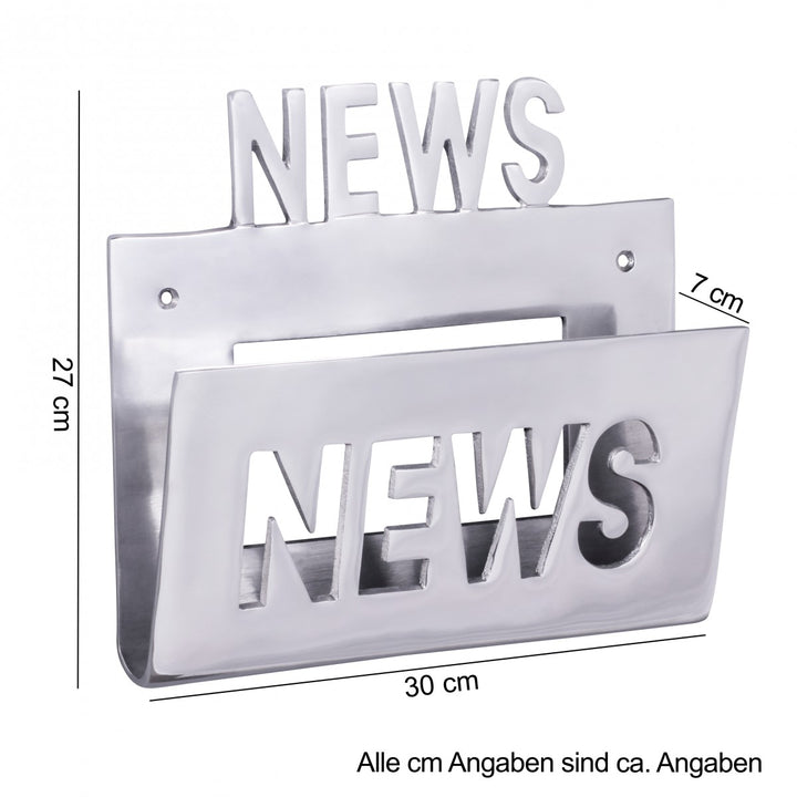 Aluminium Zeitungshalter &amp;quot;News&amp;quot;_ stilvolles Wandelement_ 30x27 cm_ großes Ablagefach_ optisch ansprechend und praktisch - KADIMA DESIGN_Größe_ 30x4x27 cm_