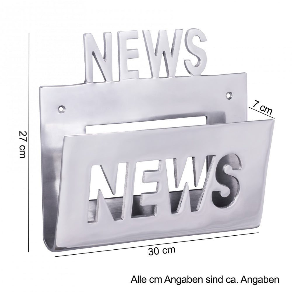 Aluminium Zeitungshalter &quot;News&quot;_ stilvolles Wandelement_ 30x27 cm_ großes Ablagefach_ optisch ansprechend und praktisch - KADIMA DESIGN_Größe_ 30x4x27 cm_