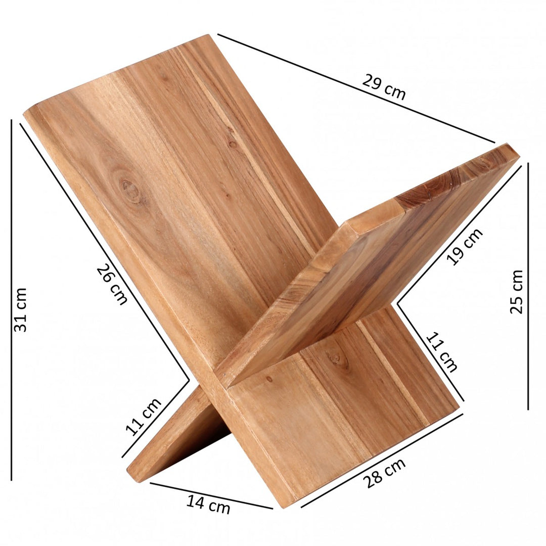 Zeitungsständer NAKO Massiv_ Handgefertigt_ X-Form_ Sheeshamholz_ pflegeleicht - KADIMA DESIGN_Farbe_ Beige_ Größe_ 29x28x31 cm_